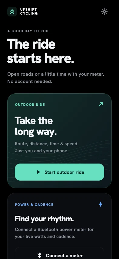 Next release design preview: Upshift’s guest home with outdoor ride and Bluetooth power meter options